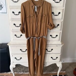 LOFT Tan Jumpsuit with Belt
